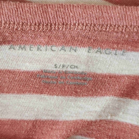 American Eagle Peach White Striped Short Sleeve Tee S - Picture 5 of 6